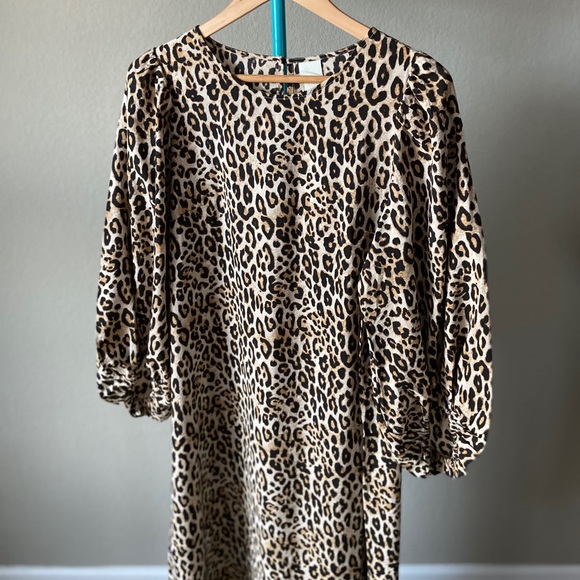 ❌SOLD❌ Leopard-print Balloon-sleeved Long Dress - Picture 5 of 10